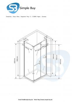 Glas ConCept 24 - Eck Duschkabine Dusche Milchglas Frost Satiniert"Detroit" - H 195cm- ESG Sicherheitsglas 8mm (100x90x195cm)